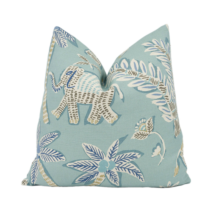 Thibaut - Goa - Teal - Primitive Cave Drawing Inspired Designer Cushion Cover - Luxury Home Decor - Handmade Home Decor.