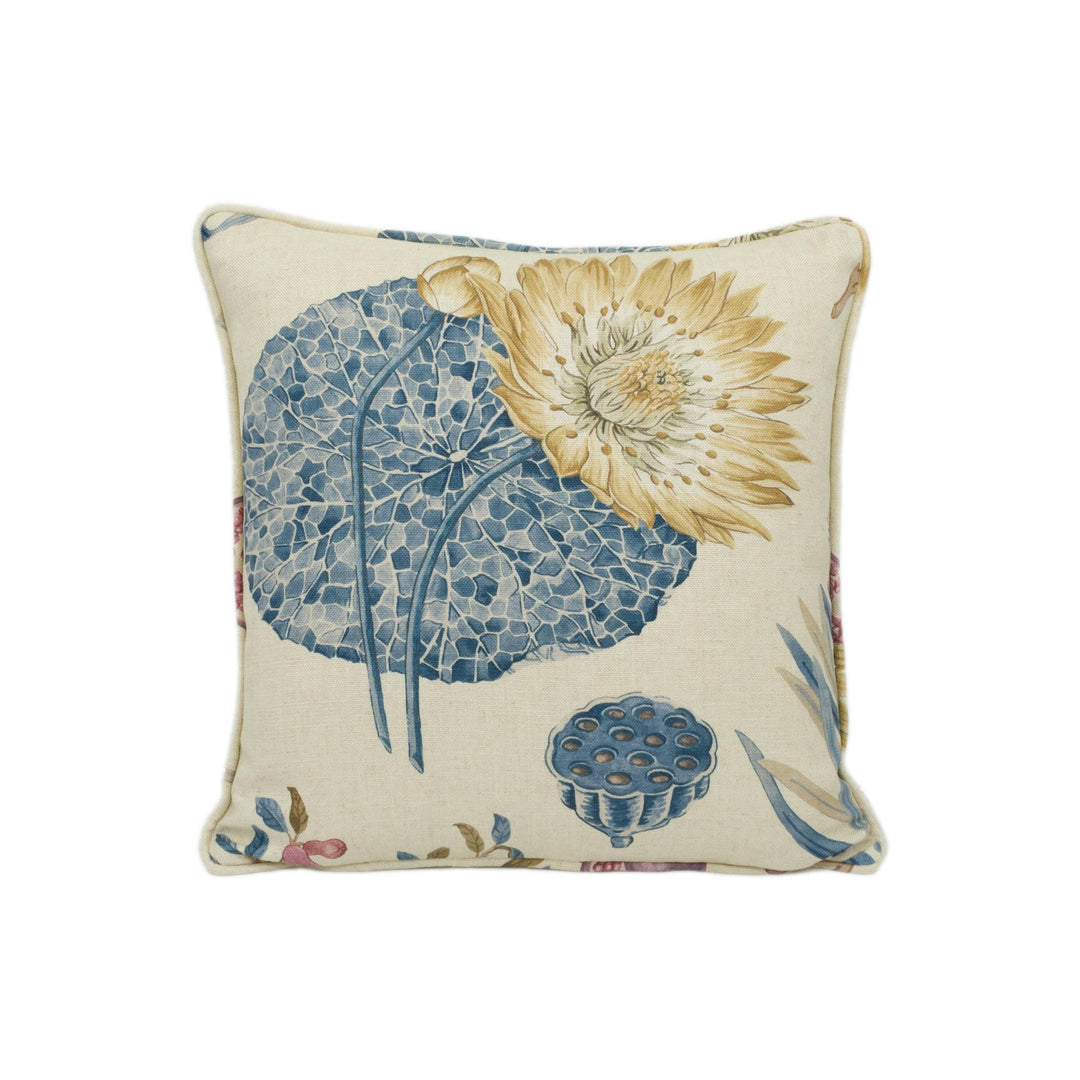 Sanderson - Lily Bank - Ruby / Indigo - Gorgeous Botanical Floral Self Piped Cushion Cover - Handmade Throw Pillow - Designer Home Décor.