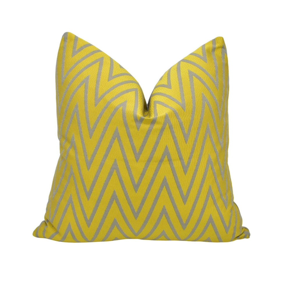 Prestigious - Peak - Citron - Sophisticated Metallic Jacquard Zig Zag Designer Cushion Cover - Luxury Throw Pillow - Handmade Home Decor.