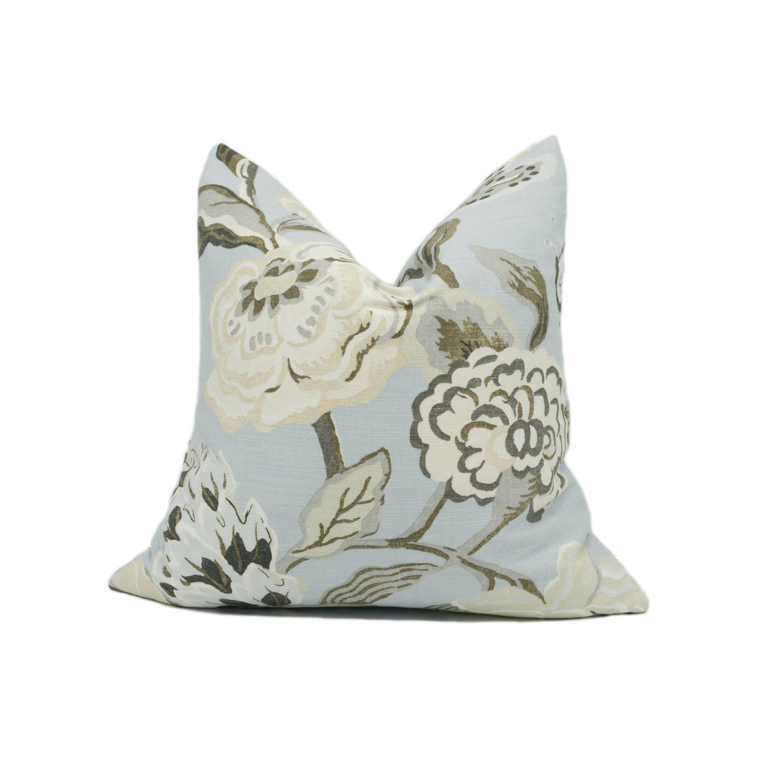 Thibaut - Navesink - Aqua - Elegant Floral Cushion Cover - Handmade Throw Pillow - Designer Home Décor.