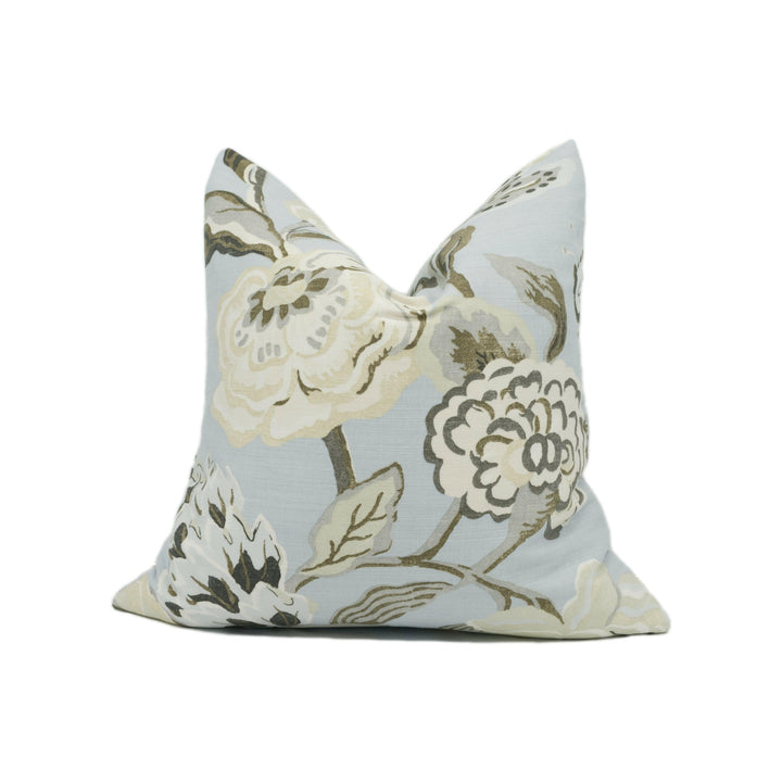 Thibaut - Navesink - Aqua - Elegant Floral Cushion Cover - Handmade Throw Pillow - Designer Home Décor.