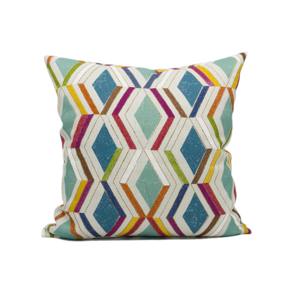 Jane Churchill - Luna - Multi - Modern Bold Block Colour Geometric Cushion Cover - Handmade Throw Pillow - Designer Home Décor.
