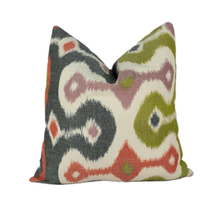 Martyn Lawrence Bullard x Schumacher - Darya Ikat - Caravan - Authentic Ikat Designer Cushion Cover - Handmade Throw Pillow - Luxury Home.