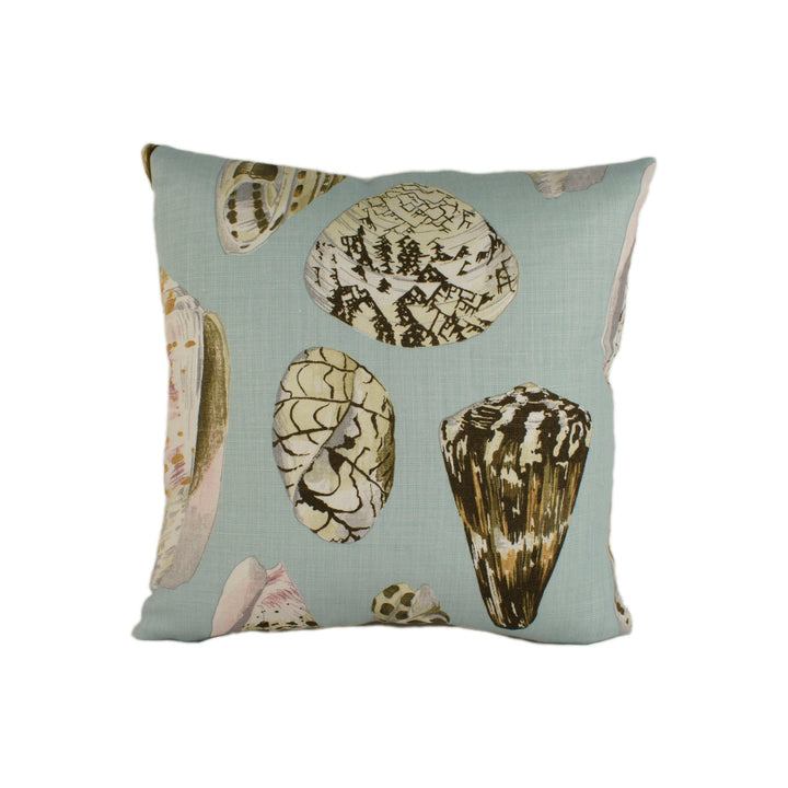 Scalamandre - Coquina - Multi on Sea Blue - Stunning Sea Shells Designer Cushion Cover - Luxury Throw Pillow - Handmade Home Decor.
