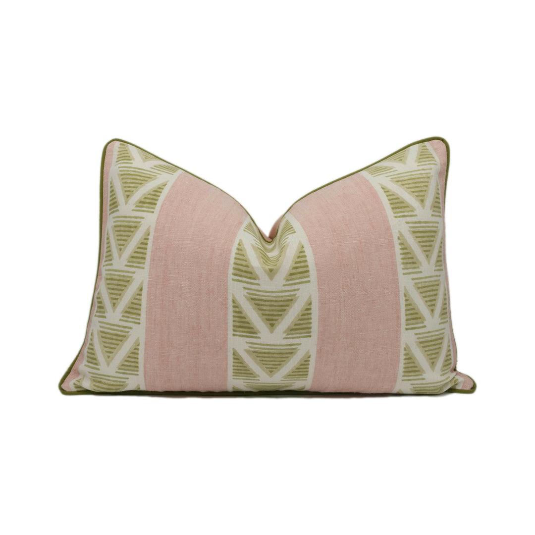 Anna French x Thibaut - Burton Stripe - Blush / Green - Classic Striped Geometric Designer Cushion Cover Luxury Throw Pillow Designer Home.