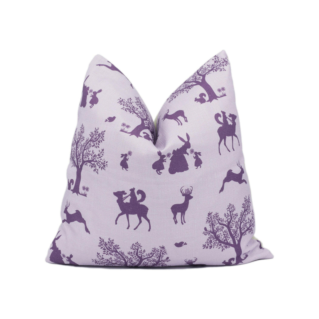 Hibou Home - Enchanted Wood - Lilac / Aubergine - Whimsical Fairy Tale Motif Cushion Cover - Handmade Throw Pillow - Designer Home Décor.