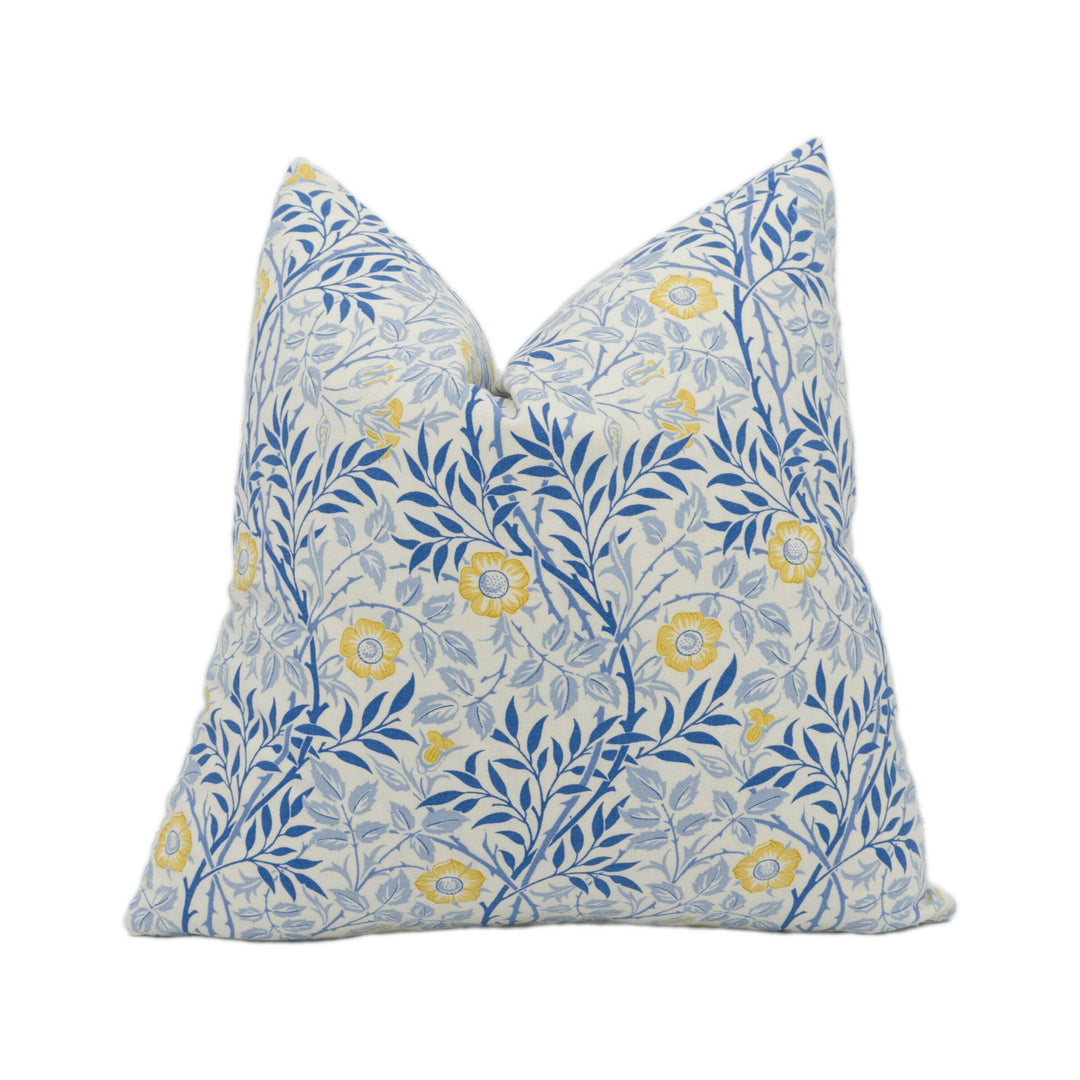 William Morris - Sweet Briar Minor - Yellow / Blue - Stunning RARE Vintage Designer Cushion Cover Handmade Throw Pillow Home Décor.