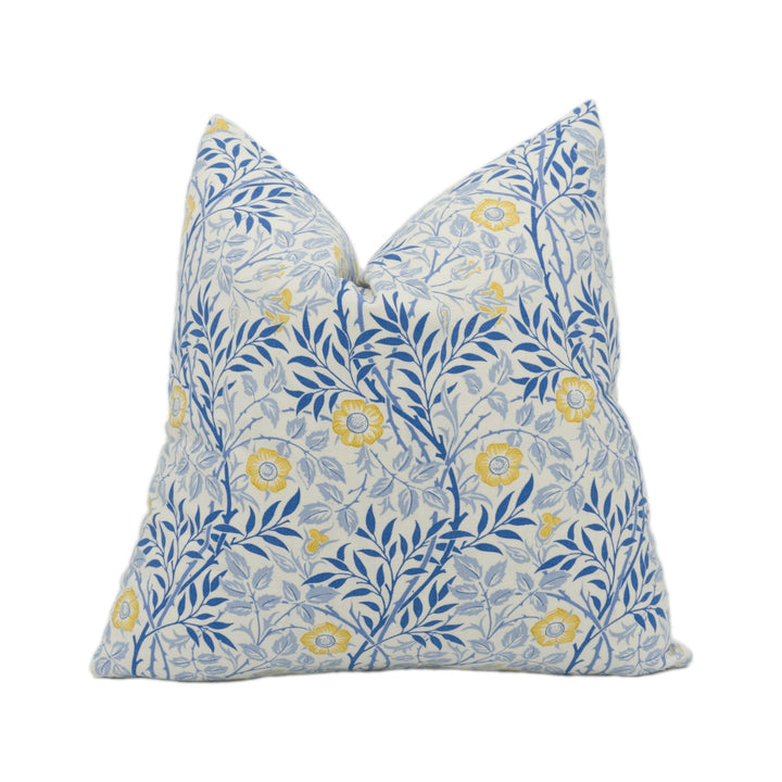 William Morris - Sweet Briar Minor - Yellow / Blue - Stunning RARE Vintage Designer Cushion Cover Handmade Throw Pillow Home Décor.