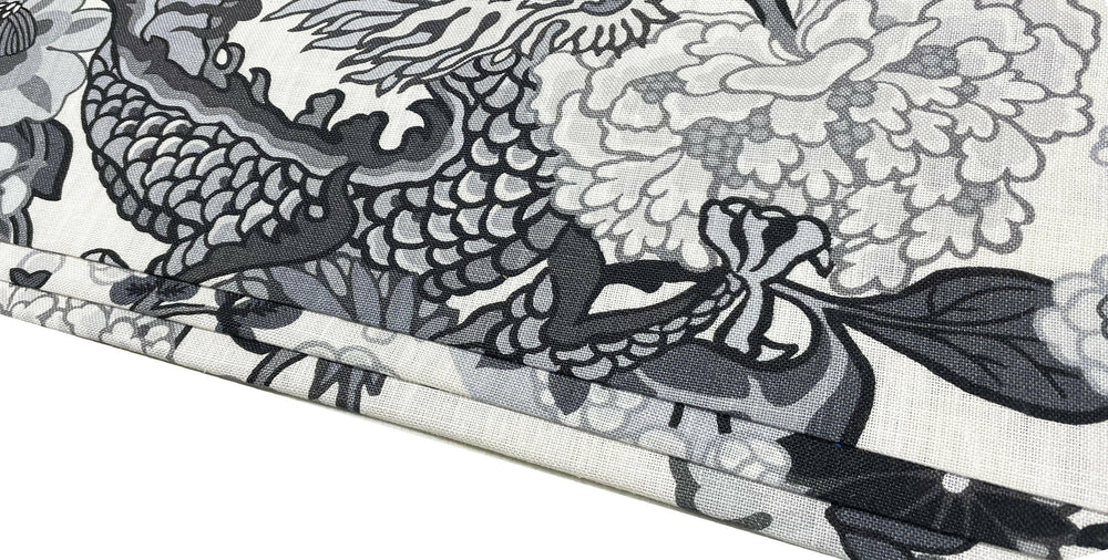 Schumacher - Chiang Mai Dragon - Smoke  -  Made To Measure Professionally Made Roman Blind.