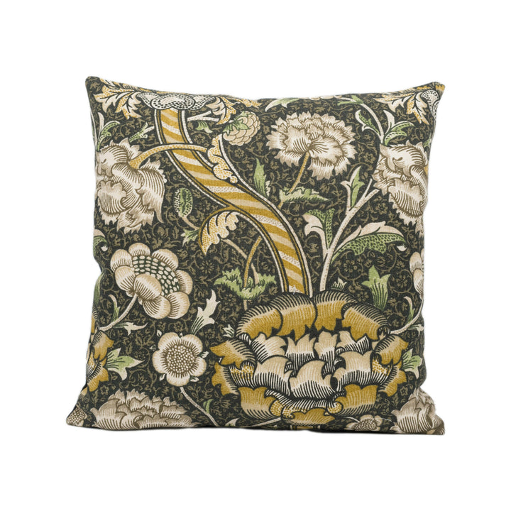 William Morris - Wandle - Charcoal / Mustard - Contrast Piped Cushion Cover Throw Pillow Designer Home Décor.