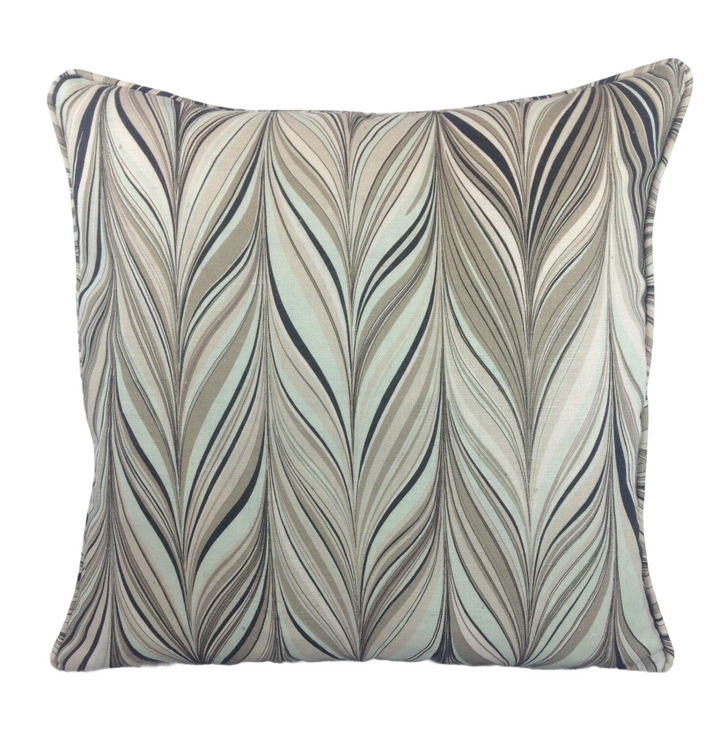 Mary McDonald for Schumacher - Firenze - Aquamarine - Funky Marbled Effect Designer Cushion Cover - Handmade Throw Pillow Luxury Home Decor.