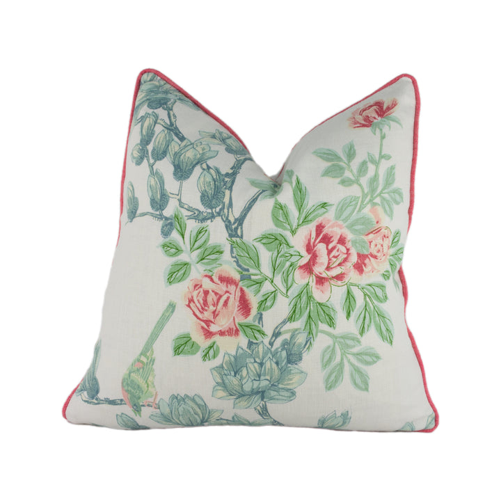 Cowtan and Tout - Jacqueline - Rose / Aqua - Stunning Contrast Piped Designer Cushion Cover Home Décor Throw Pillow