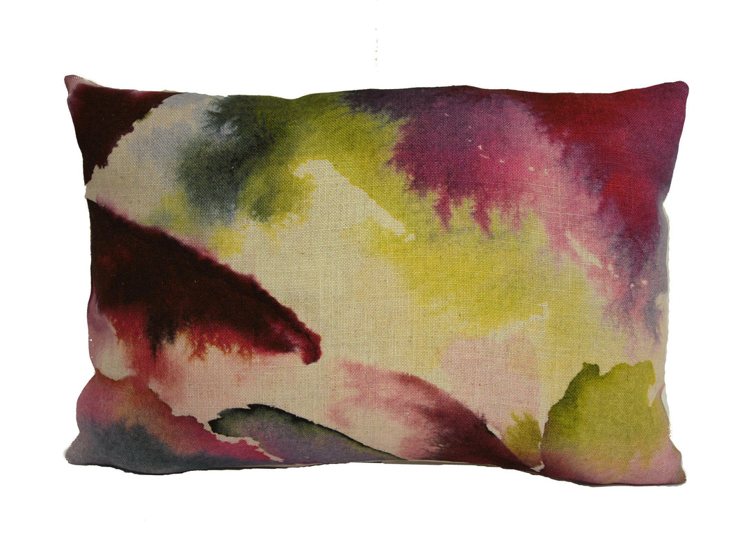 Harlequin - Flores - Fuchsia / Zest / Azure - Abstract Watercolour Floral Cushion Cover Handmade Throw Pillow Designer Home Decor.