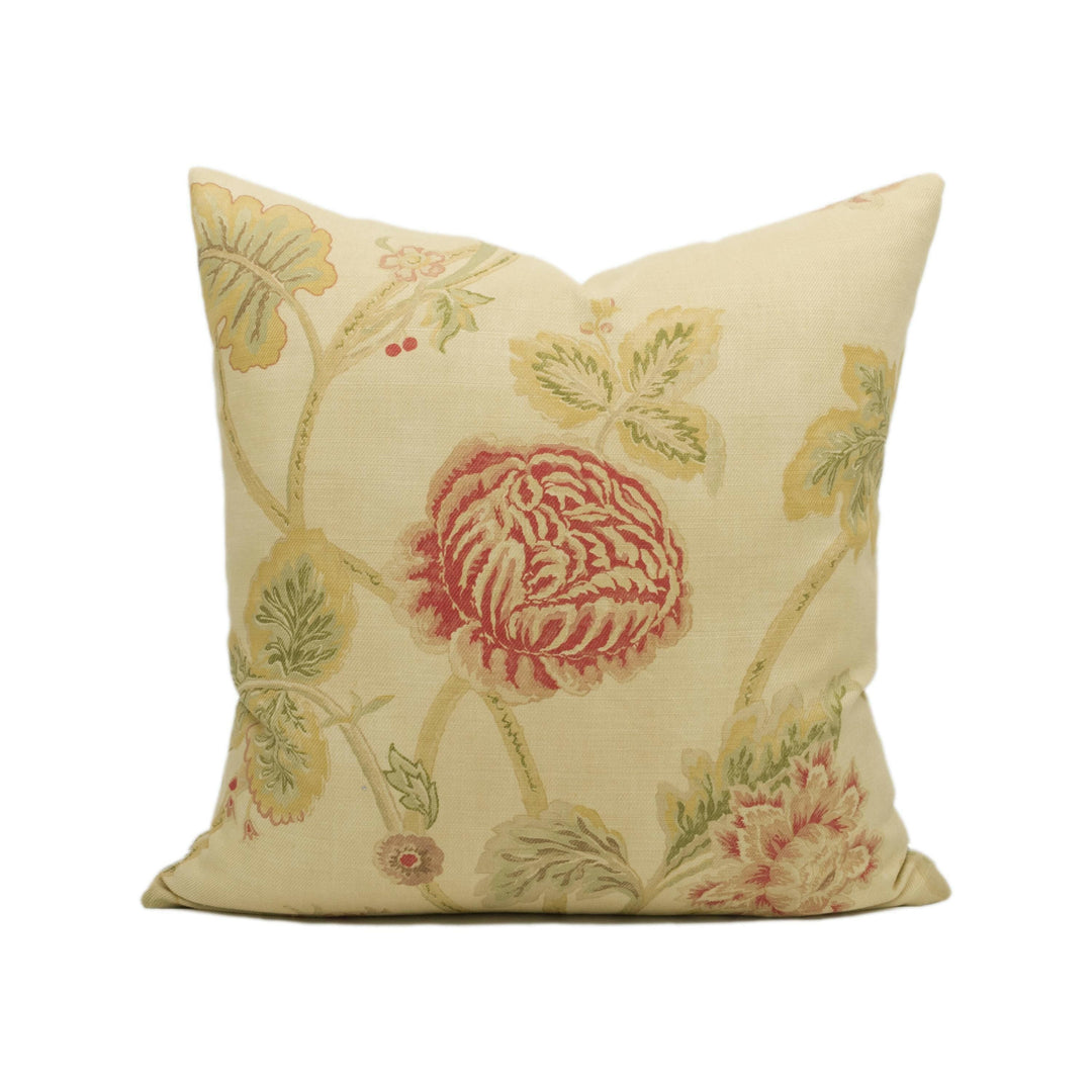Colefax and Fowler - Berwick - Red / Green - Vintage Inspired Trailing Floral Cushion Cover - Handmade Throw Pillow - Designer Home Décor.