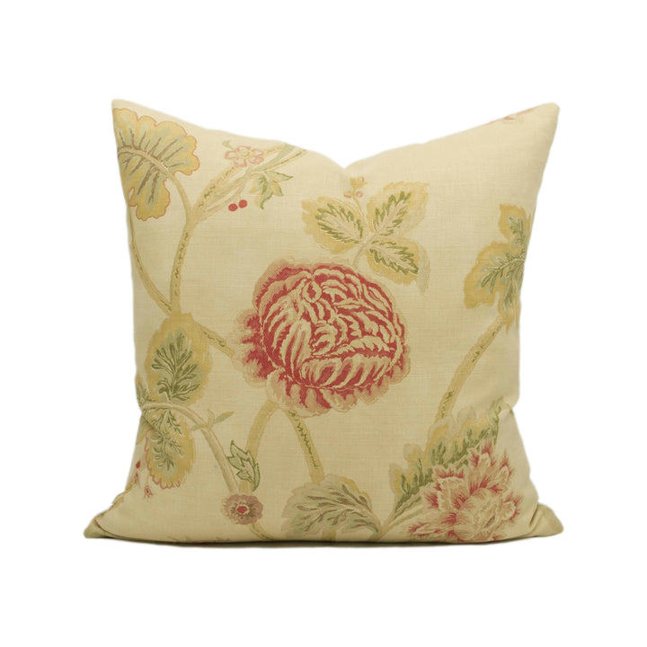 Colefax and Fowler - Berwick - Red / Green - Vintage Inspired Trailing Floral Cushion Cover - Handmade Throw Pillow - Designer Home Décor.
