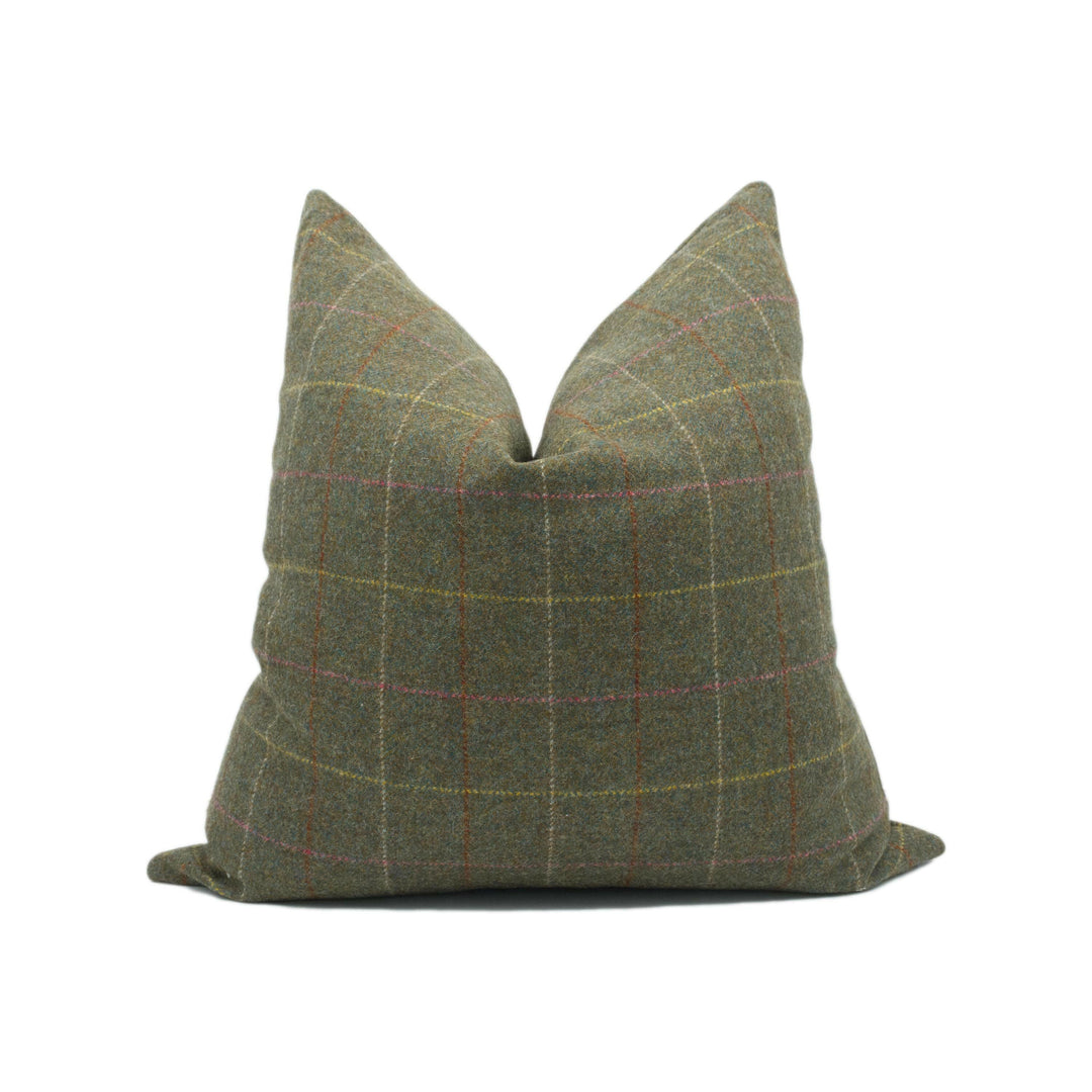 Abraham Moon - Rosa - Myrtle - 100% Wool Cushion Cover - Designer Plaid Pillow Cover - Handmade Custom Abraham Moon Pillow.