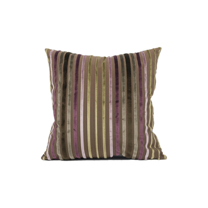 Zoffany - Rossini - Chocolate  Mauve - Sophisticated Plush Striped Velvet Cushion Cover - Handmade Throw Pillow - Designer Home Décor.