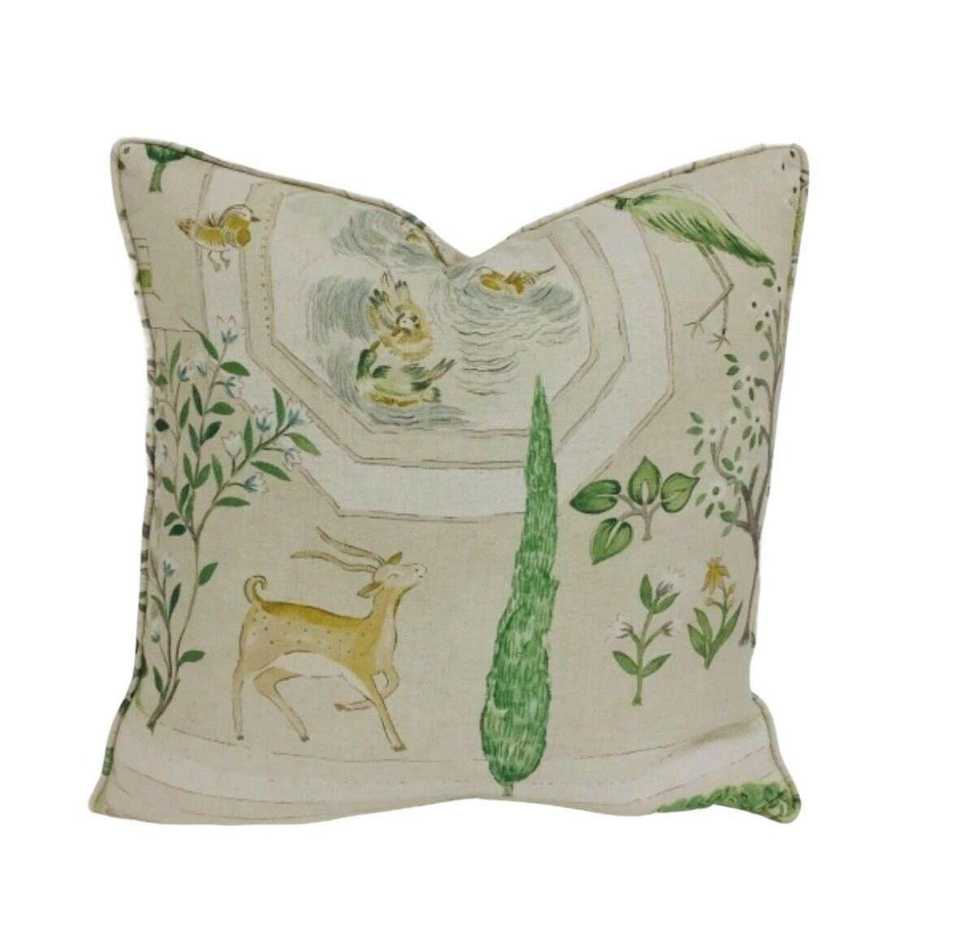 Sanderson - Sultans Garden - Garden Green - Paradise Persian Garden Designer Cushion Cover - Luxury Throw Pillow - Handmade Home Decor.