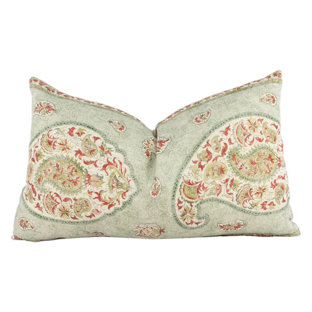 GP & J Baker - Coromandel - Green - Intricately Detailed Kashmir Paisley Designer Cushion Cover - Luxury Throw Pillow - Handmade Home Decor.