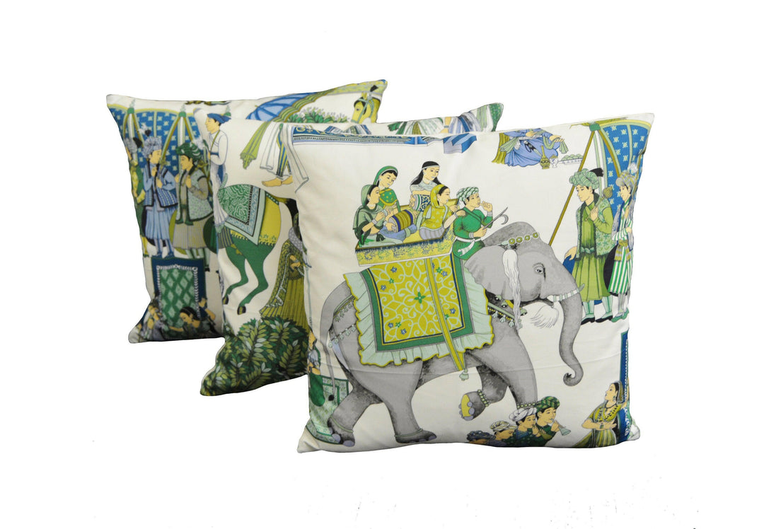 Manuel Canovas - Kalinda - Bleu de Prusse -  Vibrant Indian Inspired Designer Cushion Cover - Handmade Throw Pillow - Designer Home Decor.