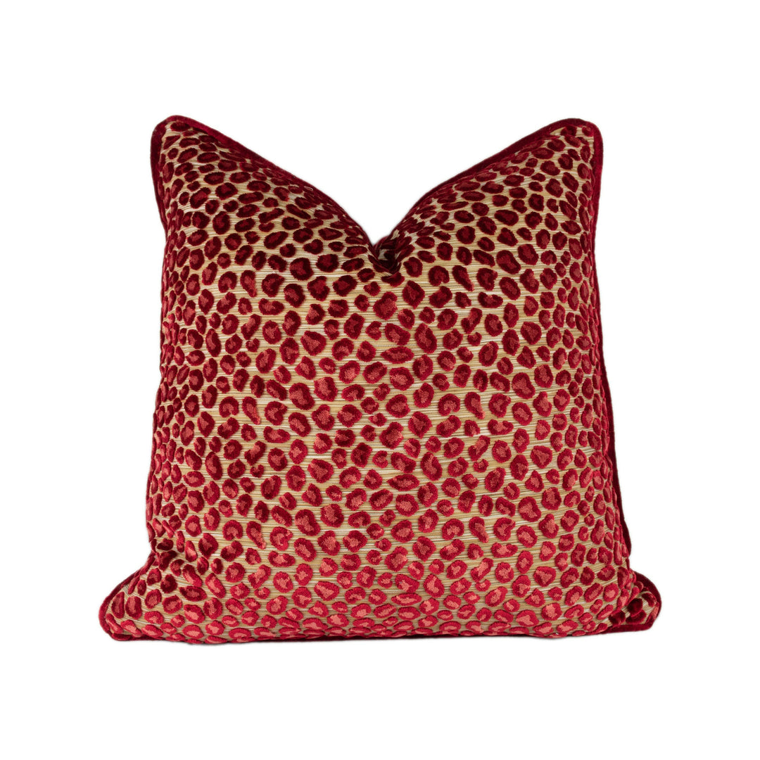Colefax and Fowler - Wilde - Red - Glamorous Animal Print Velvet Designer Cushion Cover - Handmade Throw Pillow Luxury Home Decor.