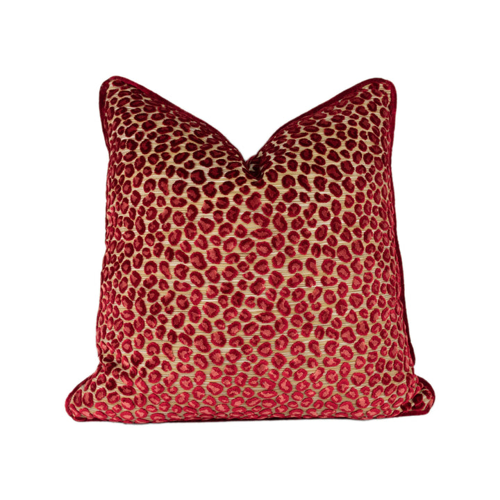 Colefax and Fowler - Wilde - Red - Glamorous Animal Print Velvet Designer Cushion Cover - Handmade Throw Pillow Luxury Home Decor.