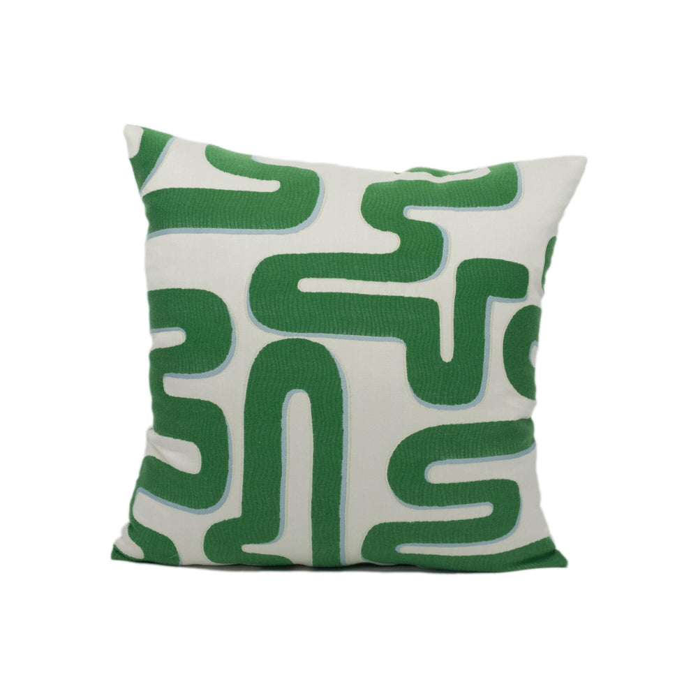 Harlequin - Meander - Emerald / Aquamarine - Bold Contemporary Winding Geometric Cushion Cover - Handmade Throw Pillow - Designer Home Décor.
