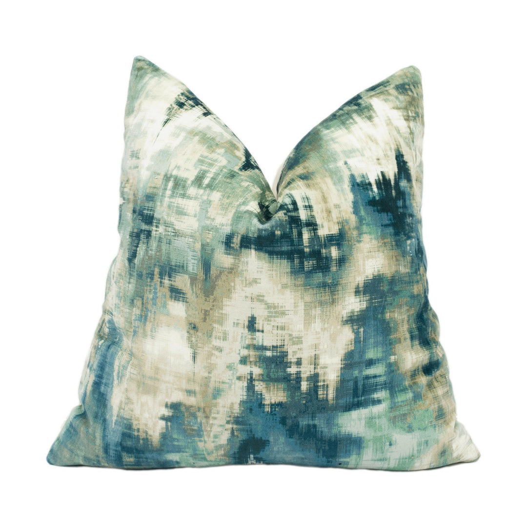 Harlequin - Distortion - Adriatic / Ink / Parchment - Plush Velvet Cushion Cover Handmade Throw Pillow Designer Home Décor.