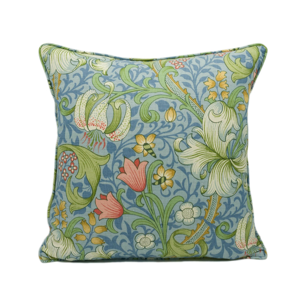 William Morris - Golden Lily Major - Mineral - Classic Bold Morris Floral Designer Cushion Cover - Luxury Throw Pillow - Handmade Home Decor.