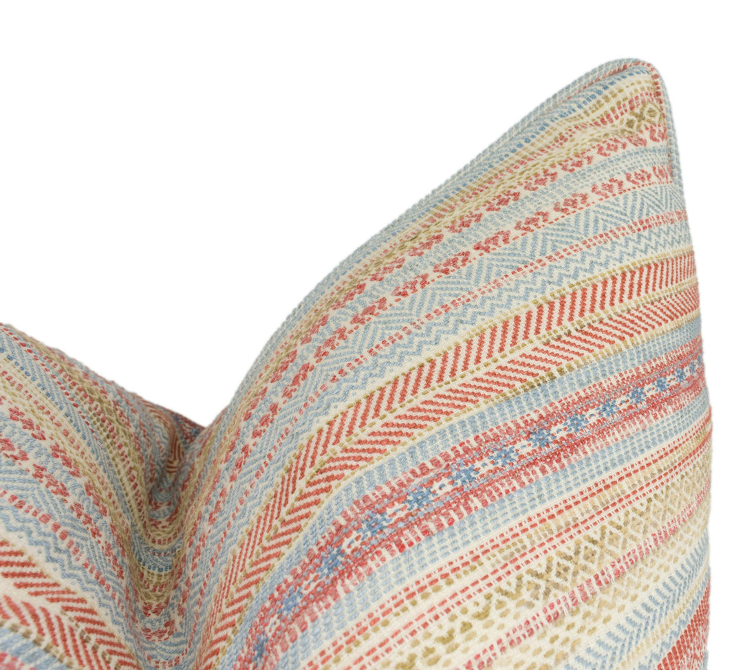 GP & J Baker - Fairfax - Red / Blue - Bohemian Kilim Inspired Woven Striped Cushion Cover - Handmade Throw Pillow - Designer Home Décor.