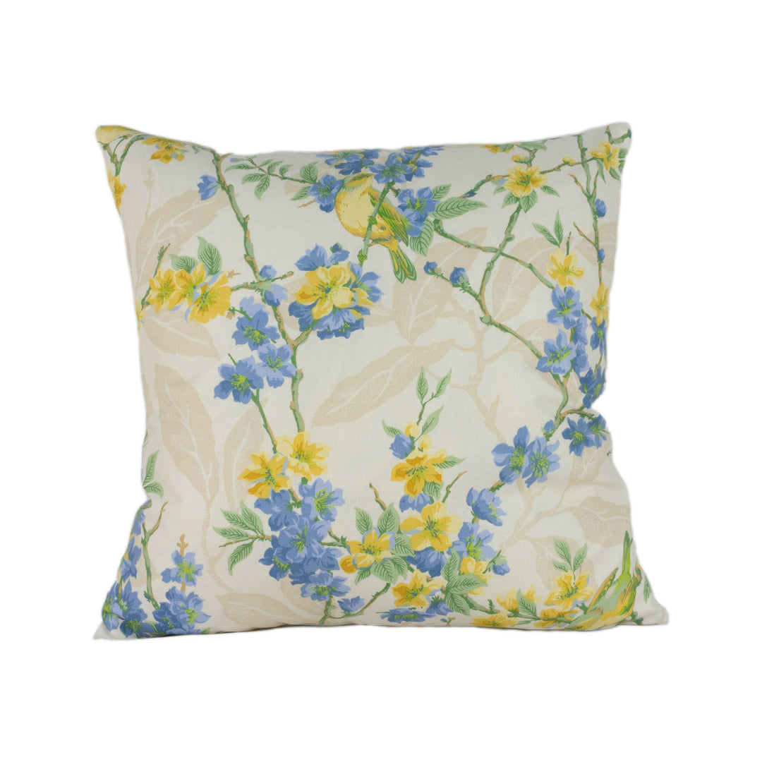 Sanderson - Birdsong - Blue / Yellow - Stunning Cushion Cover Throw Pillow Designer Home Decor.