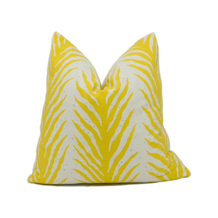 Schumacher - Creeping Fern - Lemonade - Fauna Inspired Stripe Designer Cushion Cover - Handmade Throw Pillow - Luxury Home Décor.