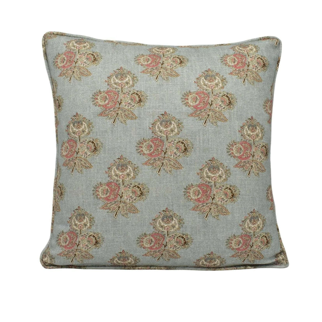 GP & J Baker - Poppy Paisley - Aqua - 18th Century Indian Floral Paisley Designer Cushion Cover - Luxury Throw Pillow - Handmade Home Decor.