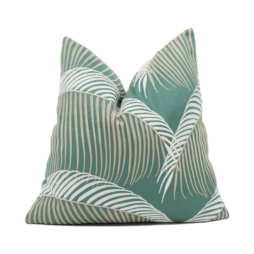 Sanderson - Manila Embroidery - Eucalyptus - Handmade Cushion Cover Stunning Throw Pillow Designer Home Decor.