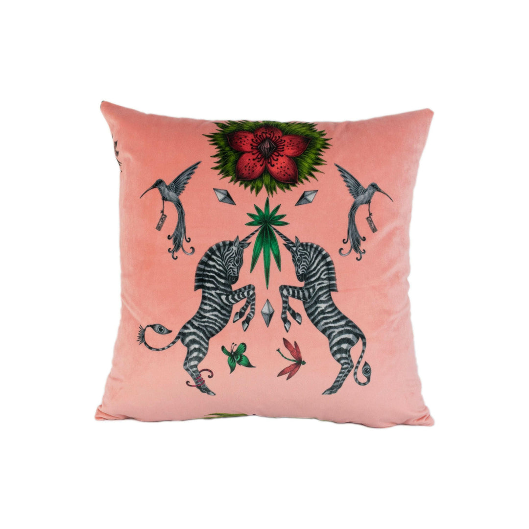 Funky Pink Maximalist Fantasy Creatures Velvet Designer Cushion Cover - Luxury Throw Pillow - Handmade Home Decor Creatura.