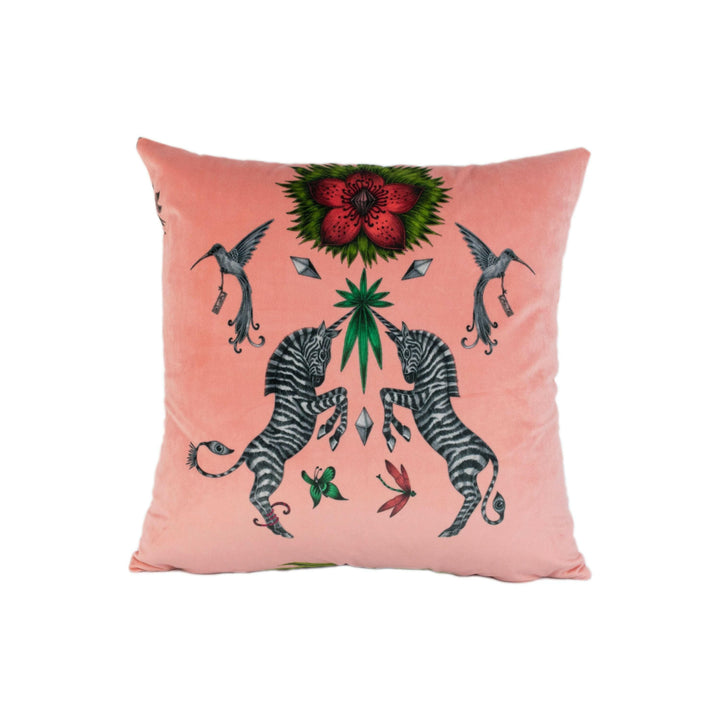 Funky Pink Maximalist Fantasy Creatures Velvet Designer Cushion Cover - Luxury Throw Pillow - Handmade Home Decor Creatura.