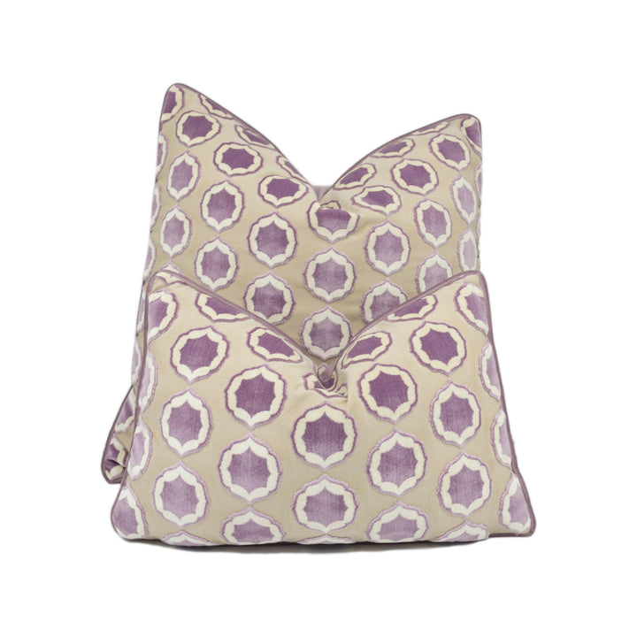 Manuel Canovas - Tiana - Glycine / Blanc - Glamorous Designer Cut Velvet Cushion Cover - Handmade Throw Pillow - Designer Home Décor.