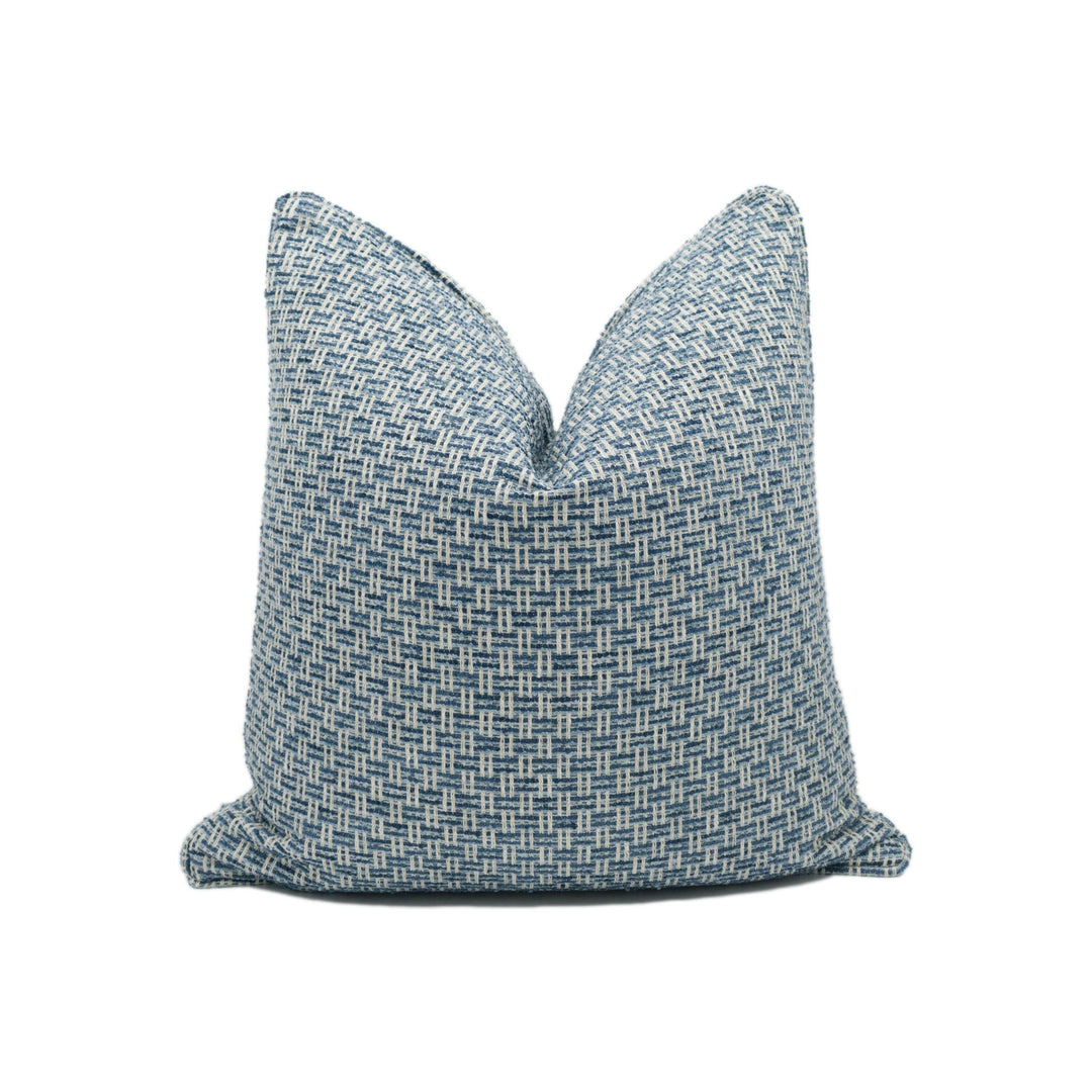 Clarke & Clarke - Tecido - Denim - Chic Piped Small Scale Basket Weave Cushion Cover - Handmade Throw Pillow - Designer Home Décor.