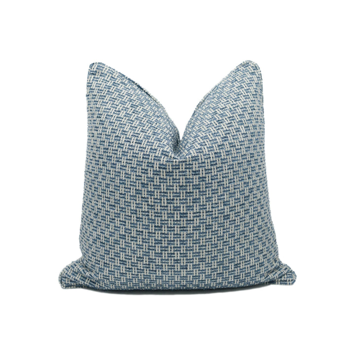 Clarke & Clarke - Tecido - Denim - Chic Piped Small Scale Basket Weave Cushion Cover - Handmade Throw Pillow - Designer Home Décor.