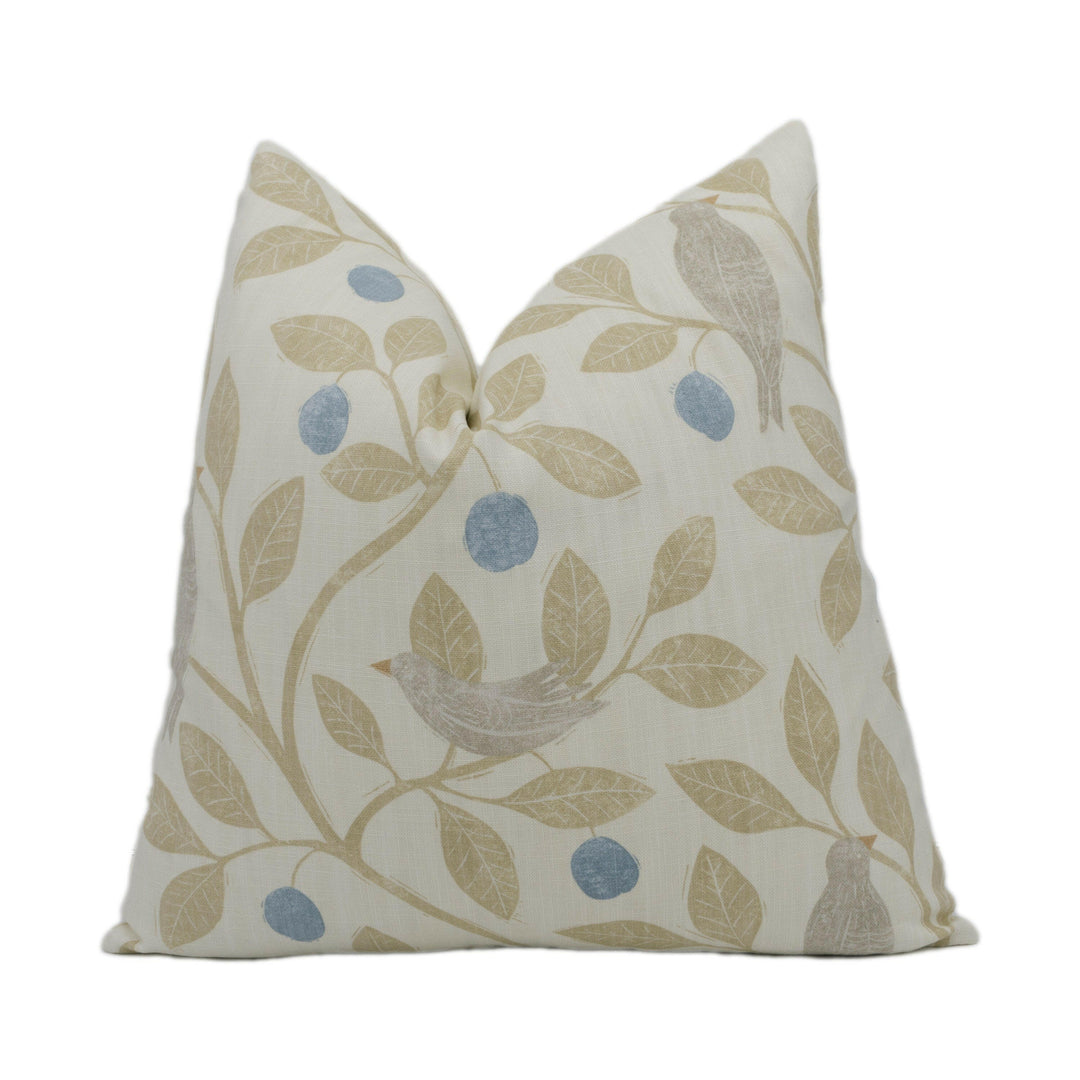 Sanderson - Damson Tree - Denim / Barley - Cushion Cover Throw Pillow Designer Home Décor.