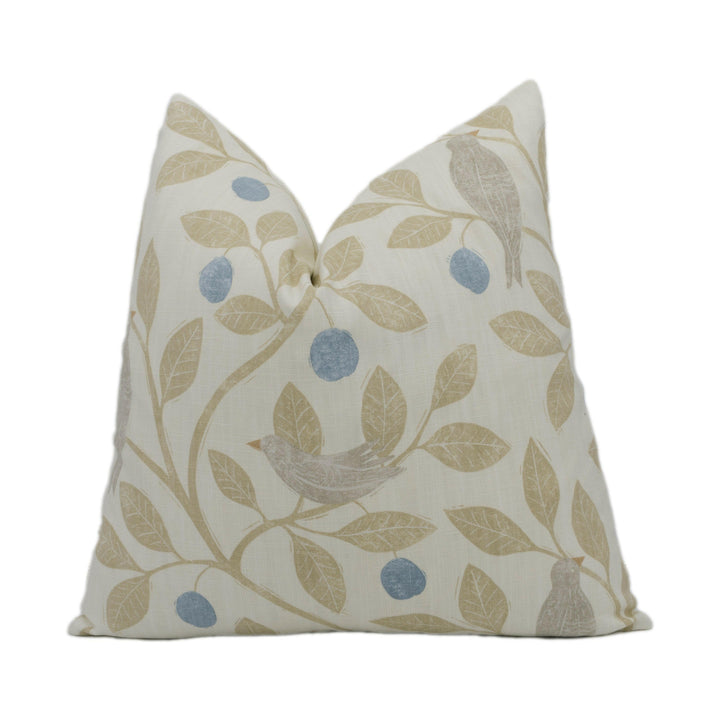 Sanderson - Damson Tree - Denim / Barley - Cushion Cover Throw Pillow Designer Home Décor.