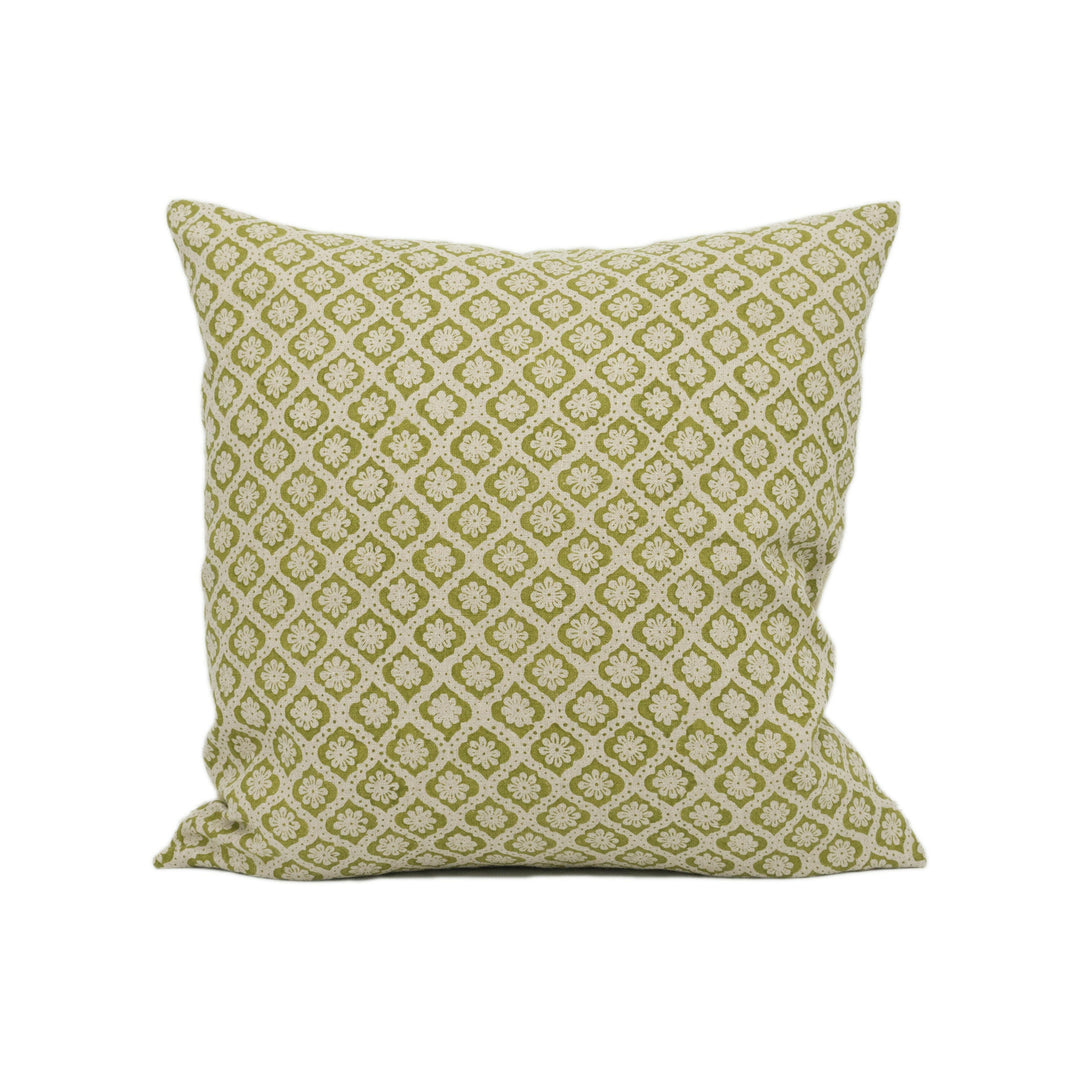 GP & J Baker - Indus Flower - Green - Indian Inspired Small Scale Floral Cushion Cover - Handmade Throw Pillow - Designer Home Décor.
