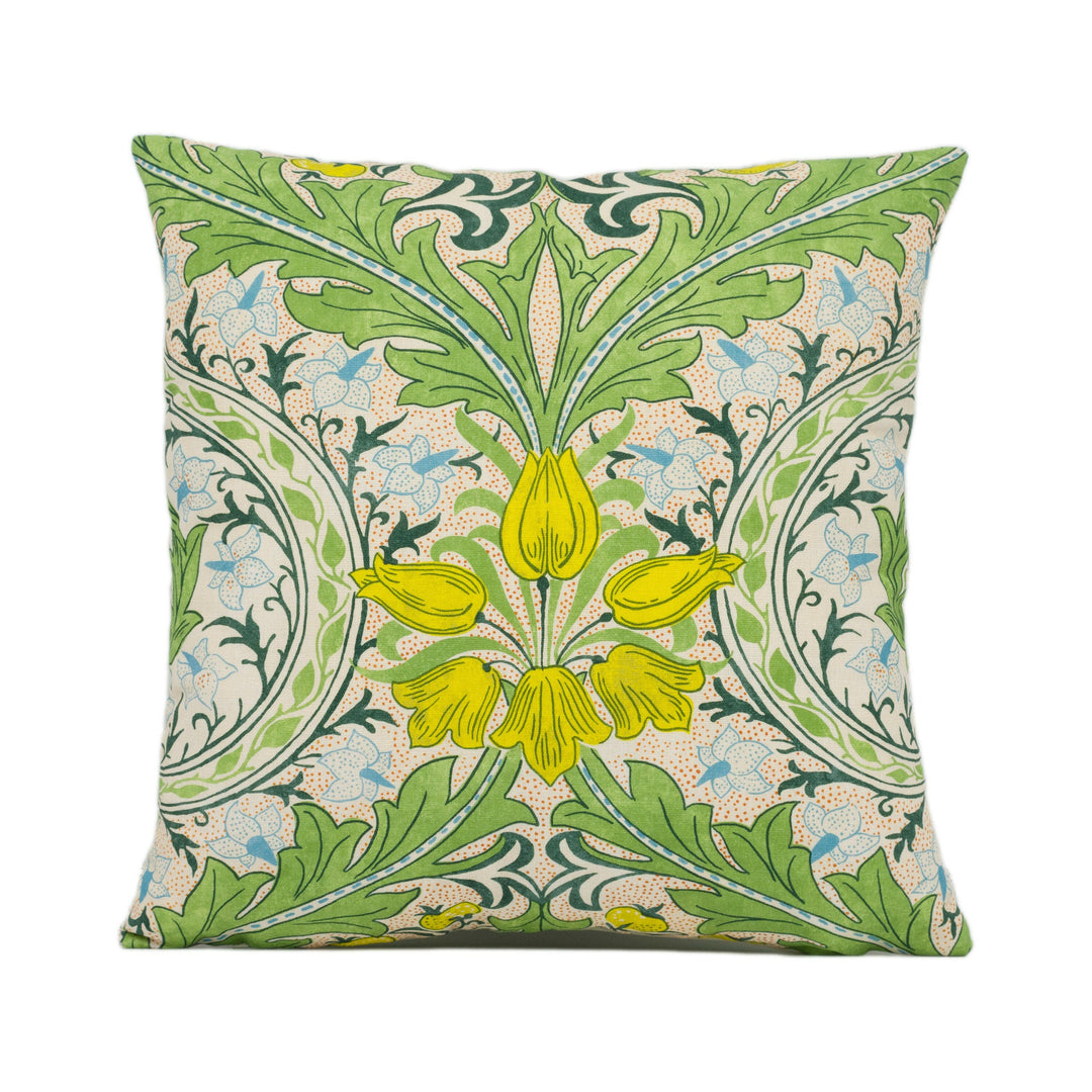 William Morris - Ben Pentreath - Merton - Leaf Green / Sky - Bright Cushion Cover - Handmade Throw Pillow - Designer Home Décor.
