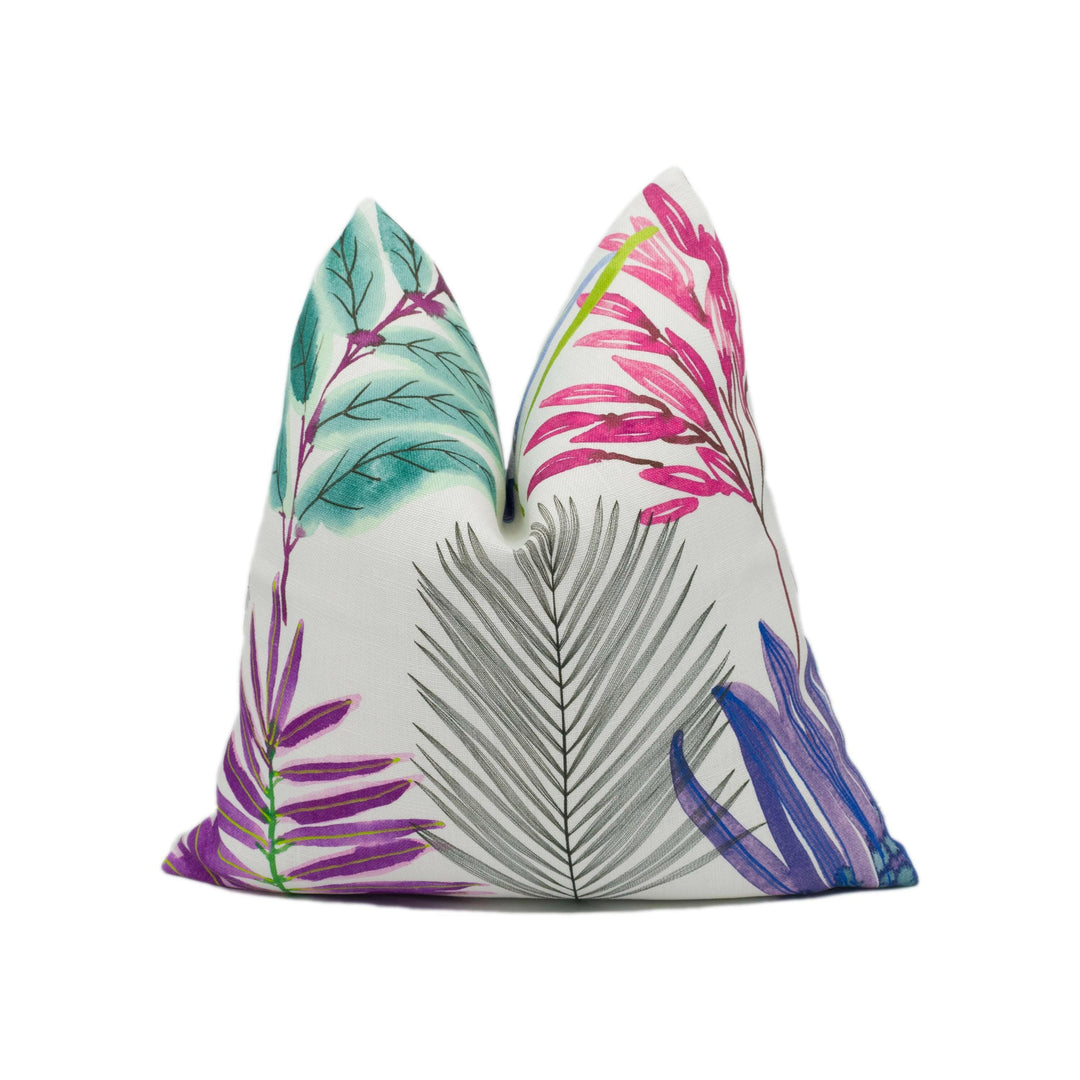 Harlequin - Yasuni - Cerise / Lagoon - Bright Colourful Painterly Foliage Floral Cushion Cover - Handmade Throw Pillow - Designer Home Décor.