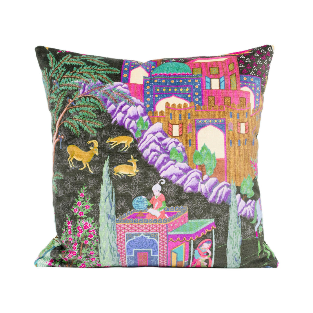 Manuel Canovas - Leyla Velours - Brun - Vibrant Cluttercore Maximalist Velvet Designer Cushion Cover - Bohemian Throw Pillow - Handmade Home.