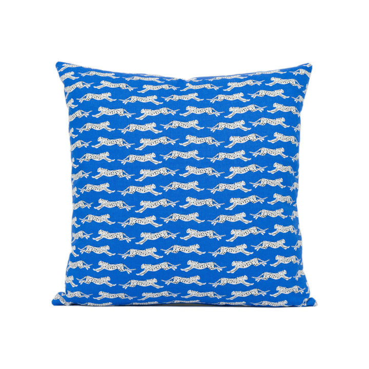 Schumacher - Leaping Leopards - Blue - Sleek Chic Designer Leopard Cushion Cover - Handmade Throw Pillow - Luxury Home Decor.
