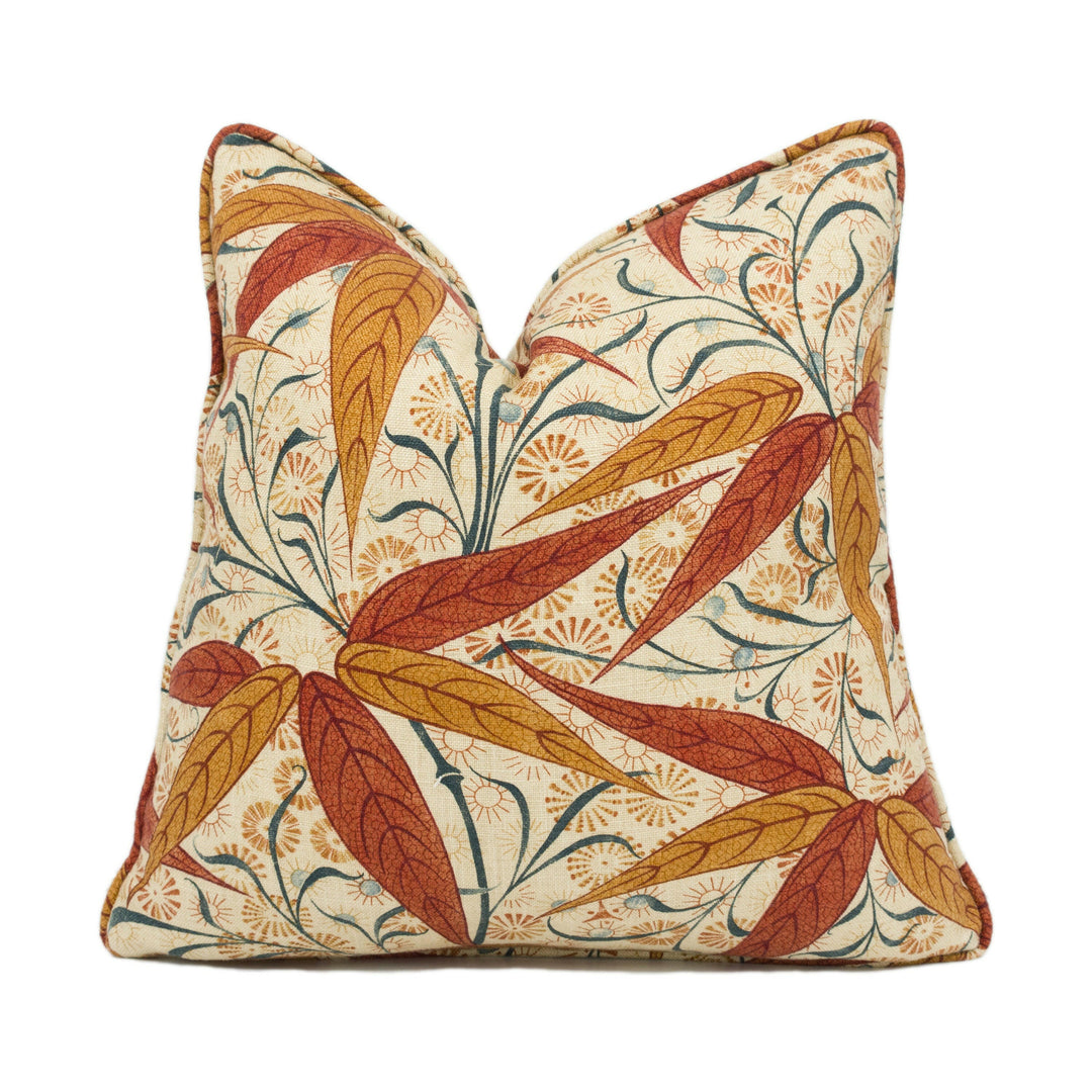 William Morris - Bamboo - Russet / Siena - Colourful Autumnal Floral Plant Cushion Cover - Handmade Throw Pillow - Designer Home Décor.