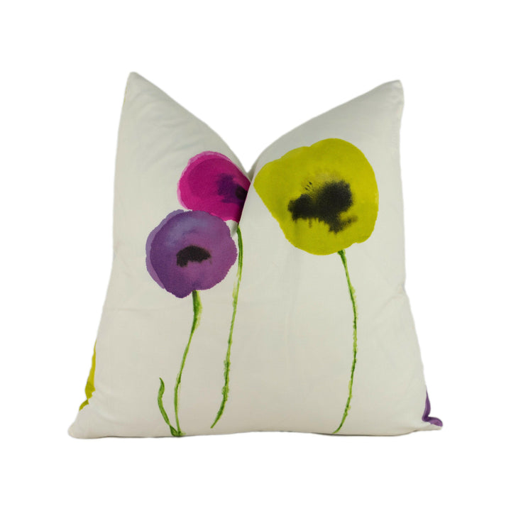 Sanderson - Poppies Watercolour - Blackberry / Lime - Stunning Designer Cushion Cover Home Décor Throw Pillow.