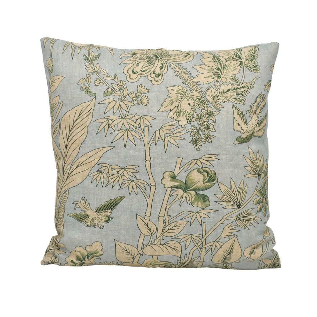 Thibaut - Rosalind - Mist - Sophisticated Delicate Flora and Fauna Designer Cushion Cover - Luxury Throw Pillow - Handmade Home Decor.