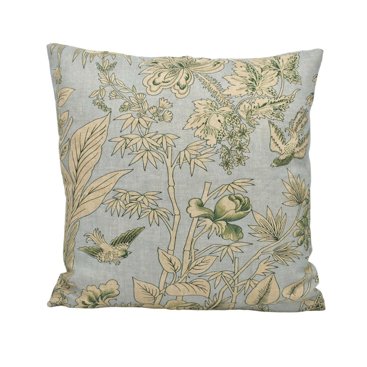 Thibaut - Rosalind - Mist - Sophisticated Delicate Flora and Fauna Designer Cushion Cover - Luxury Throw Pillow - Handmade Home Decor.